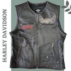 Men's Harley Davidson Leather Knuck Vest Riding Gear Grey Lined Size XL